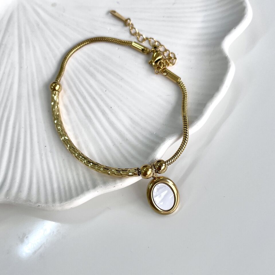 Çelik Sedef Taşı Bileklik