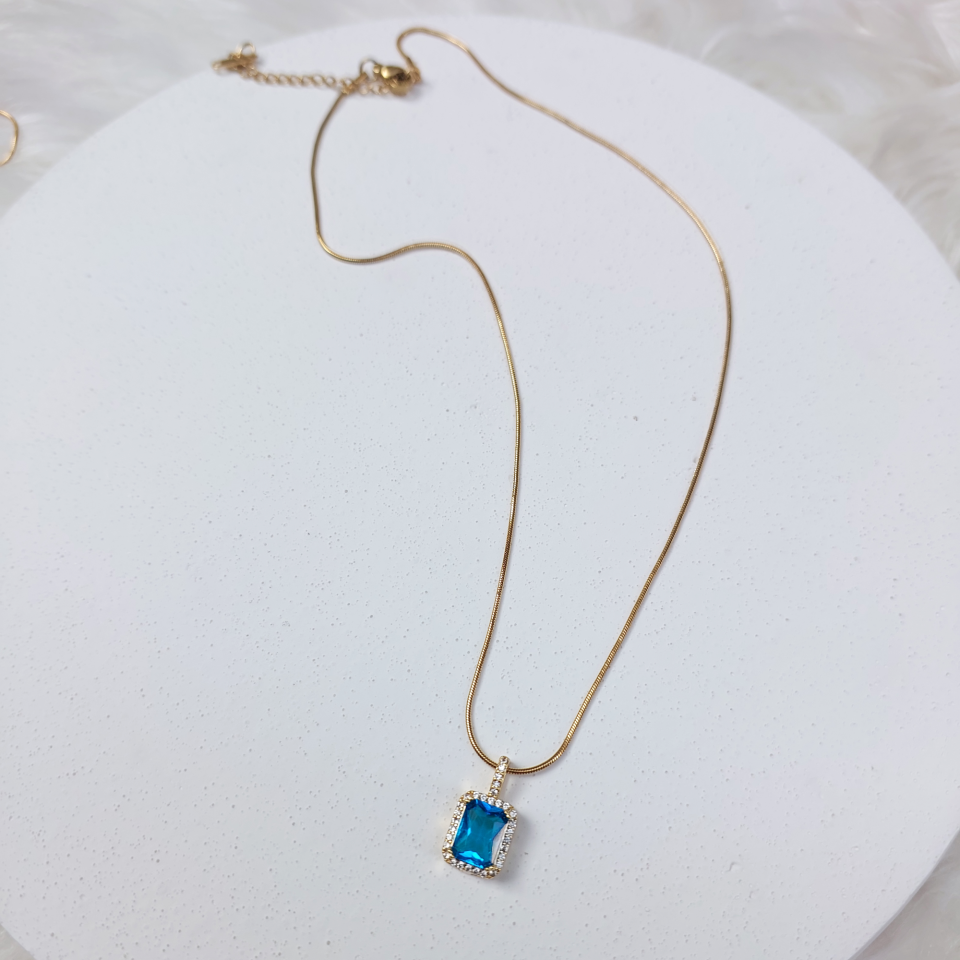 Çelik Zirkon Taş Kolye