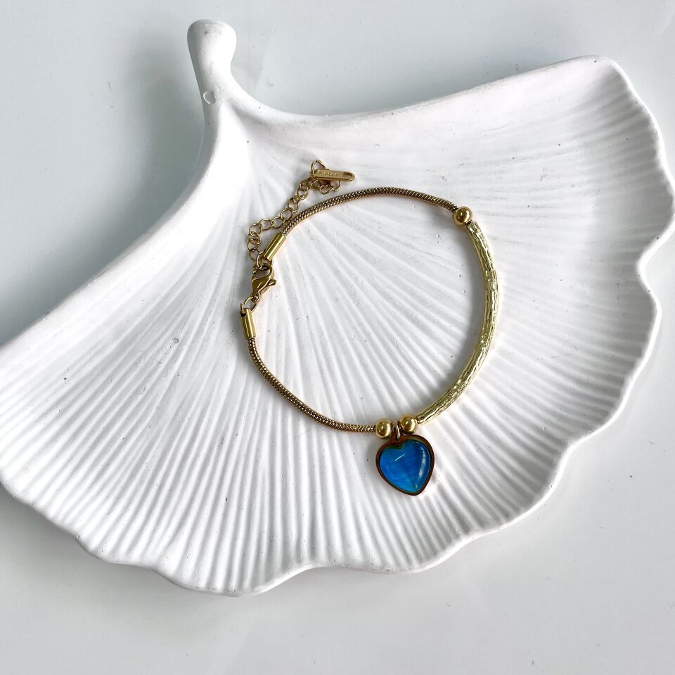 Çelik Kedi Gözü Kalp Bileklik