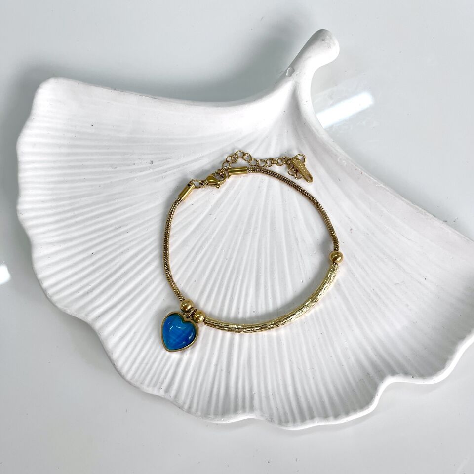 Çelik Kedi Gözü Kalp Bileklik