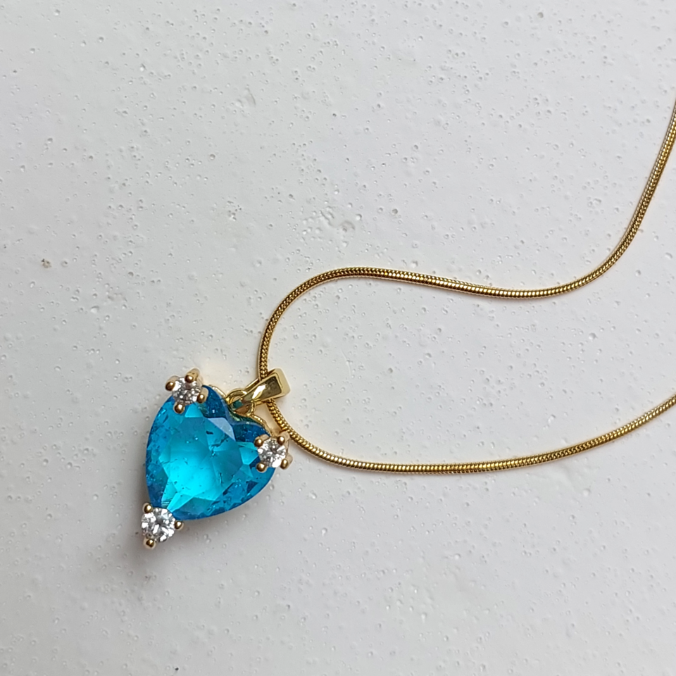 Çelik Mavi Kalp Kolye