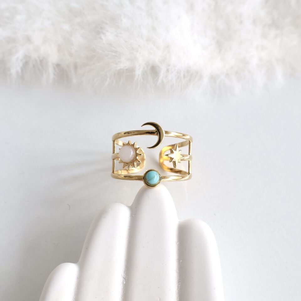 Çelik Ay Desenli Yüzük