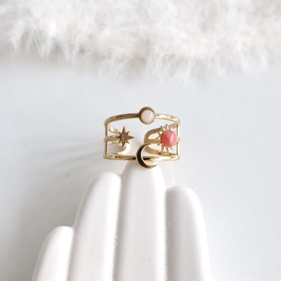 Çelik Ay Desenli Yüzük