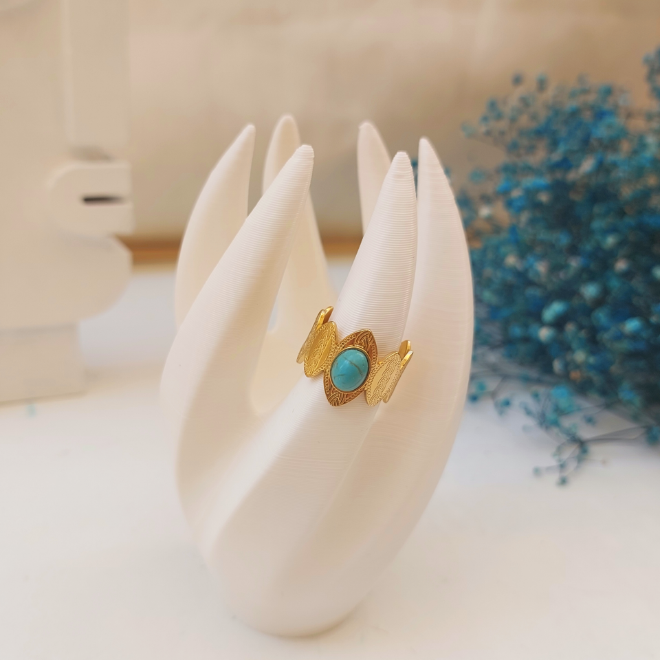 Çelik Turkuaz Taşı Yüzük