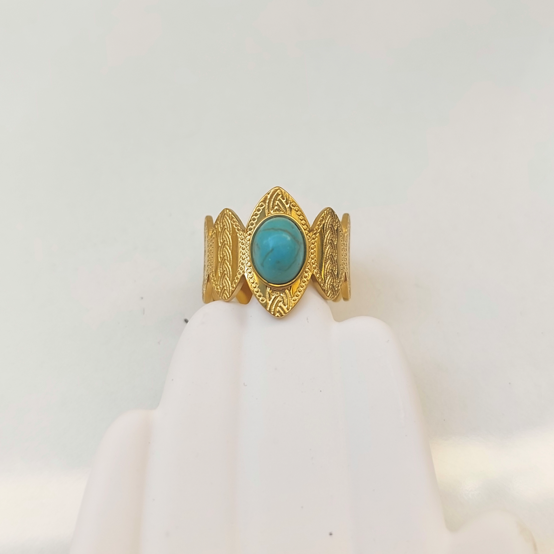 Çelik Turkuaz Taşı Yüzük