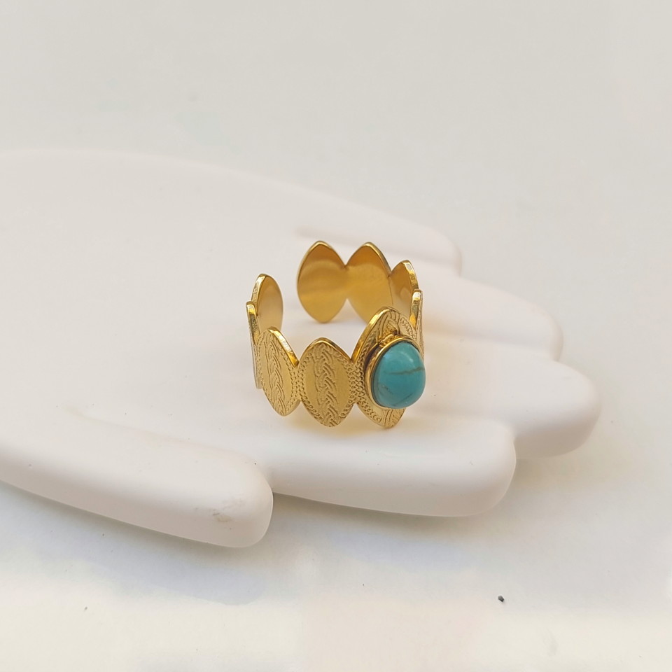 Çelik Turkuaz Taşı Yüzük