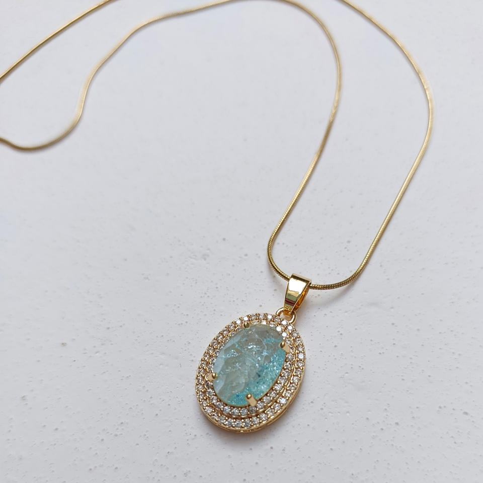 Çelik Zirkon Taş Kolye