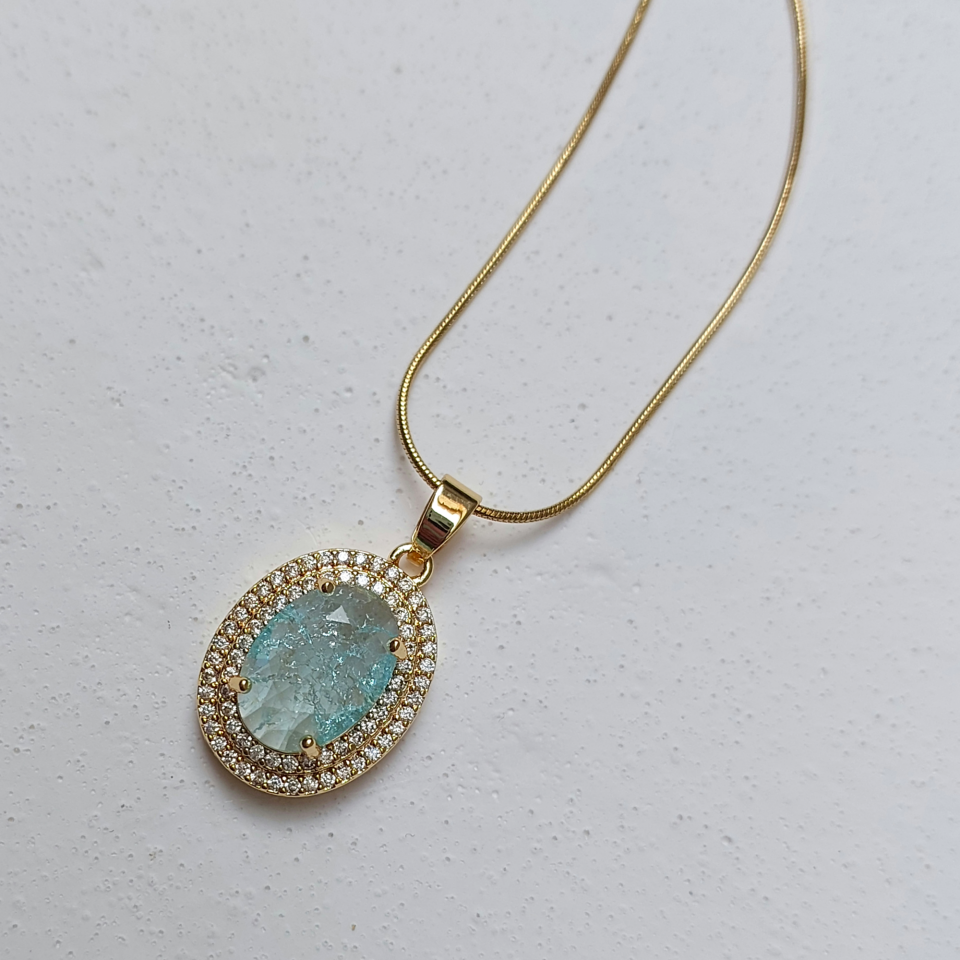 Çelik Zirkon Taş Kolye