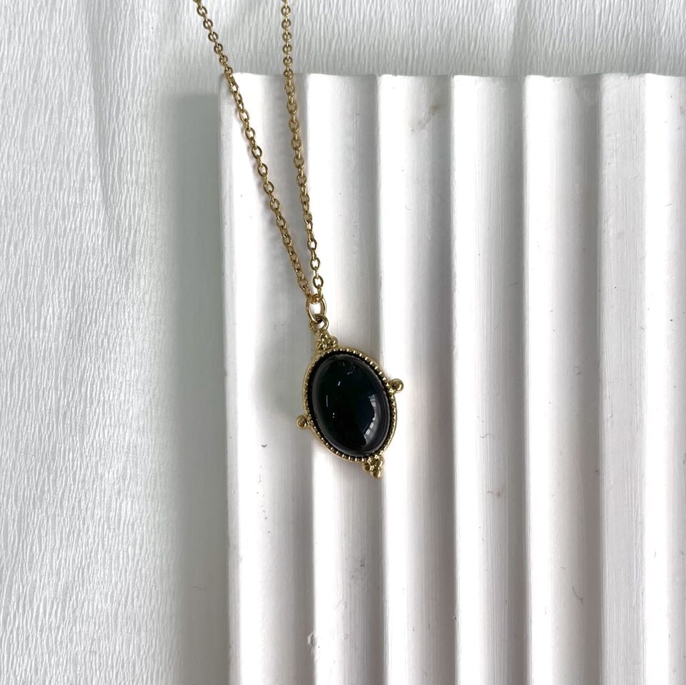 Çelik Oniks Taşı Kolye