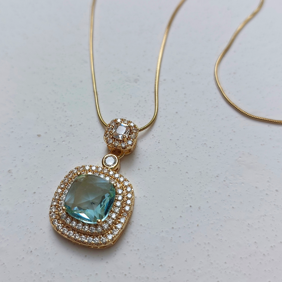 Çelik Zirkon Taş Kolye