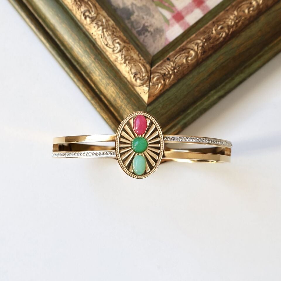 Çelik Renkli Taşlı Kelepçe