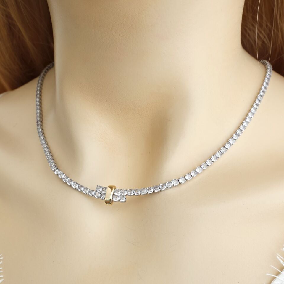 Zirkon Taş Sıralı Kolye