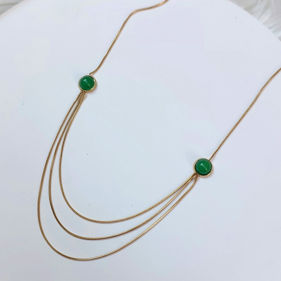 Çelik Yeşil Taşlı Kolye