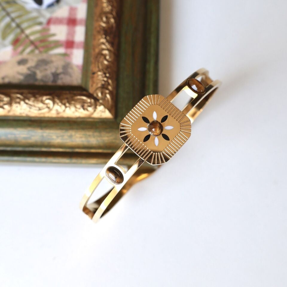 Çelik Kaplan Gözü Taşlı Kelepçe