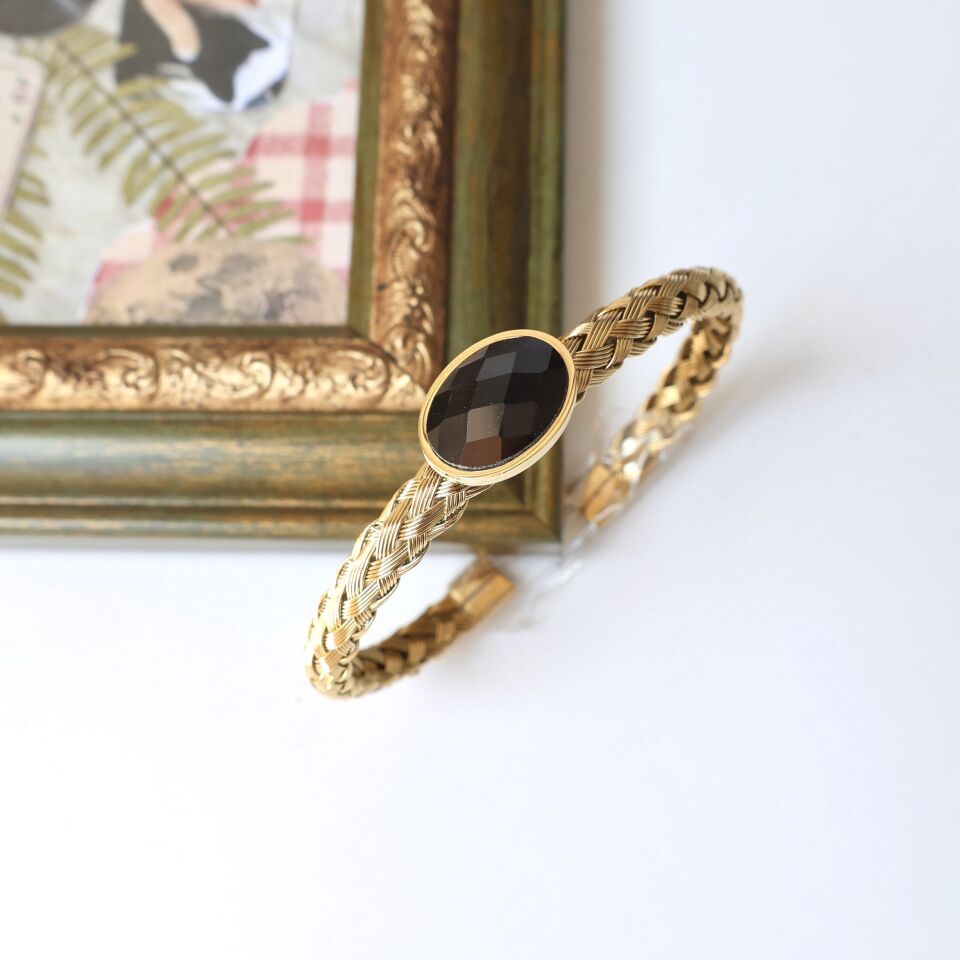 Çelik Siyah Taşlı Kelepçe