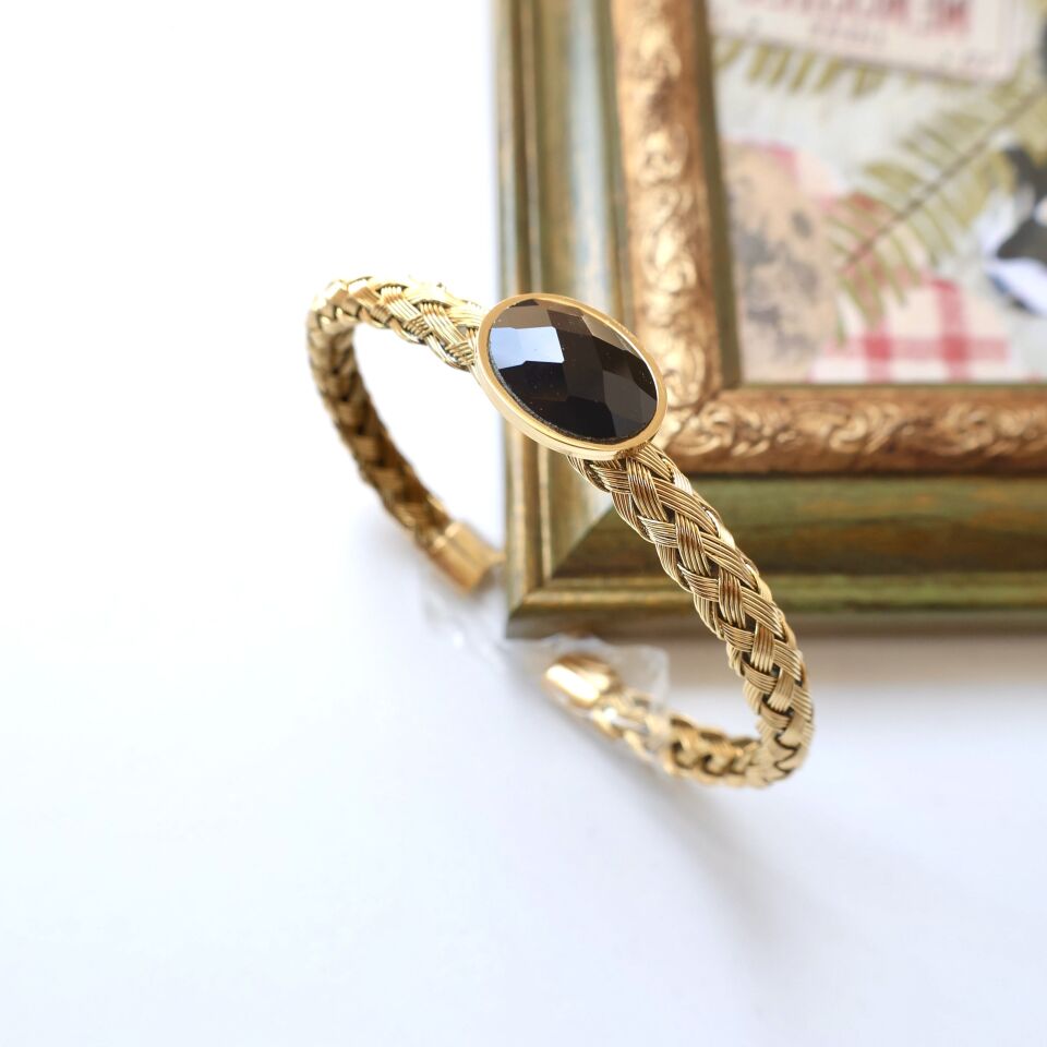 Çelik Siyah Taşlı Kelepçe