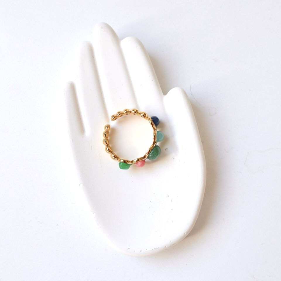 Çelik Renkli Taşlı Yüzük