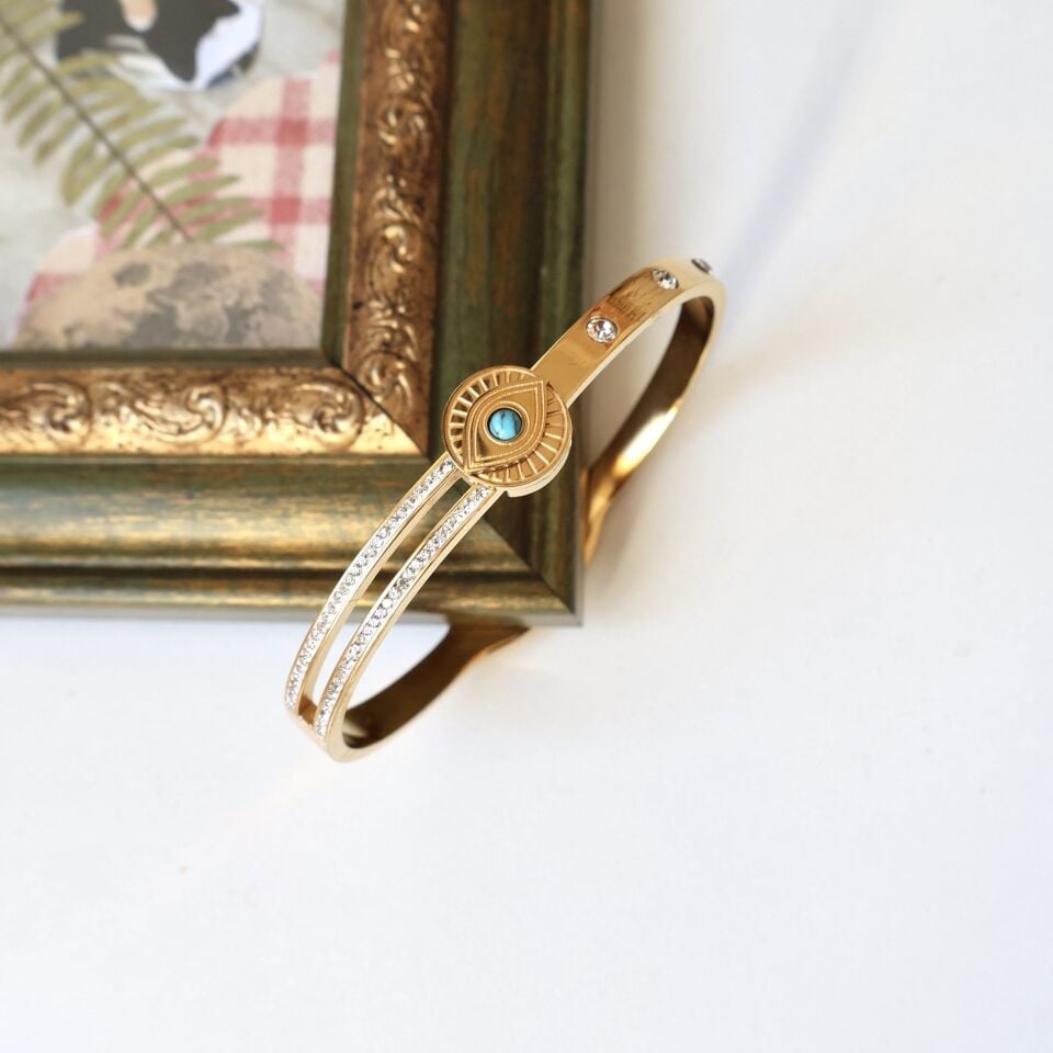 Çelik Turkuaz Taşı Kelepçe