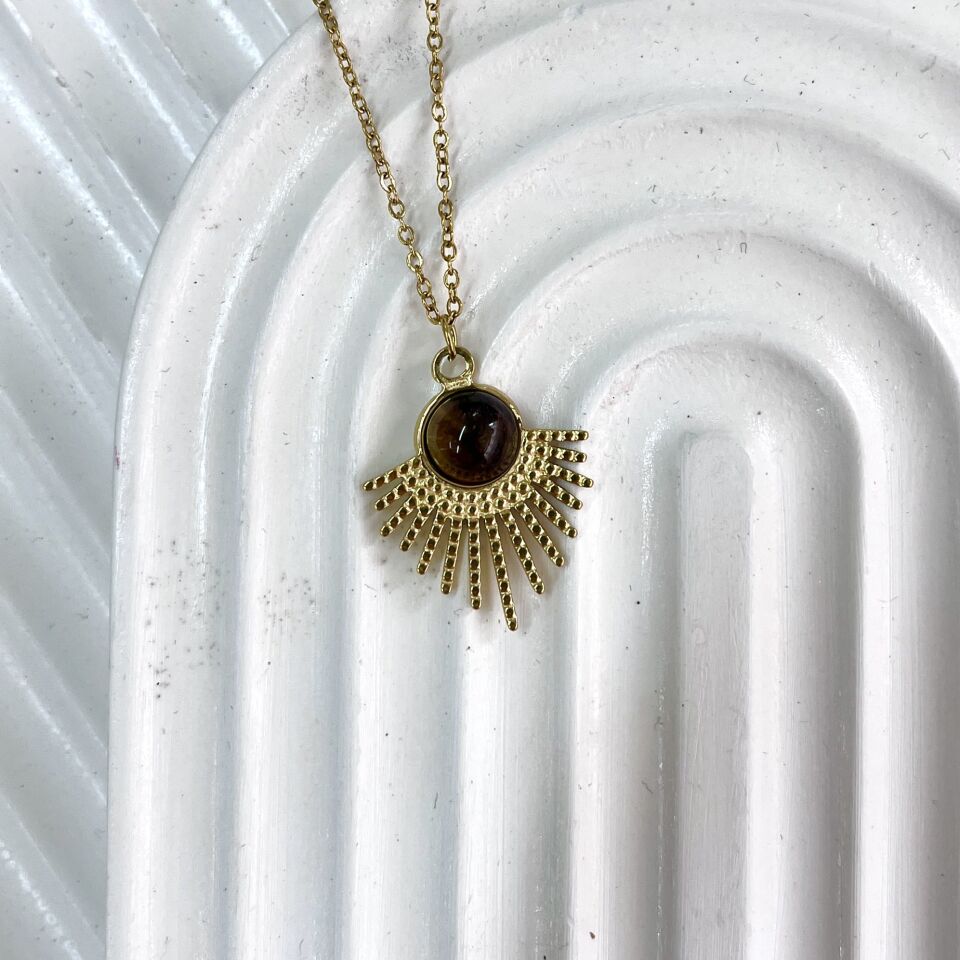 Çelik Kaplangözü Taşı Kolye