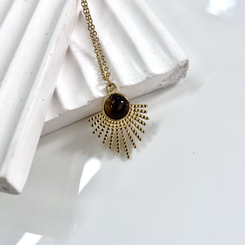 Çelik Kaplangözü Taşı Kolye