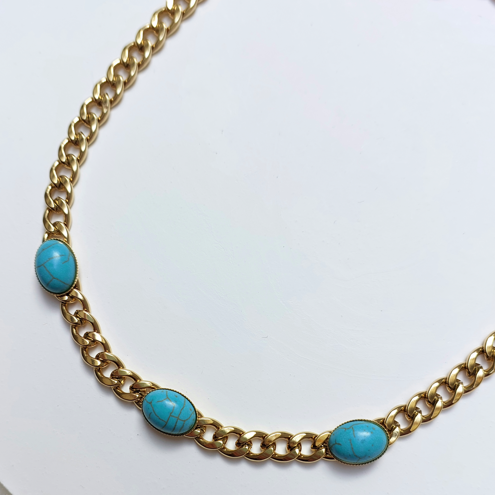 Çelik Turkuaz Taşı Kolye