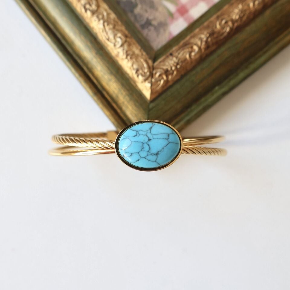 Çelik Turkuaz Taşı Kelepçe