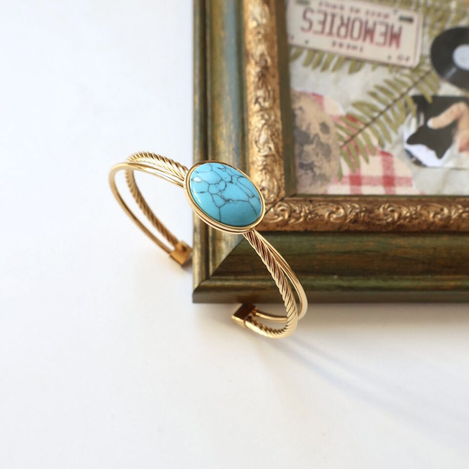 Çelik Turkuaz Taşı Kelepçe