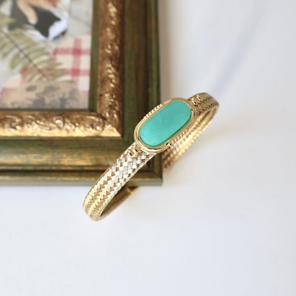 Çelik Yeşil Taşlı Kelepçe