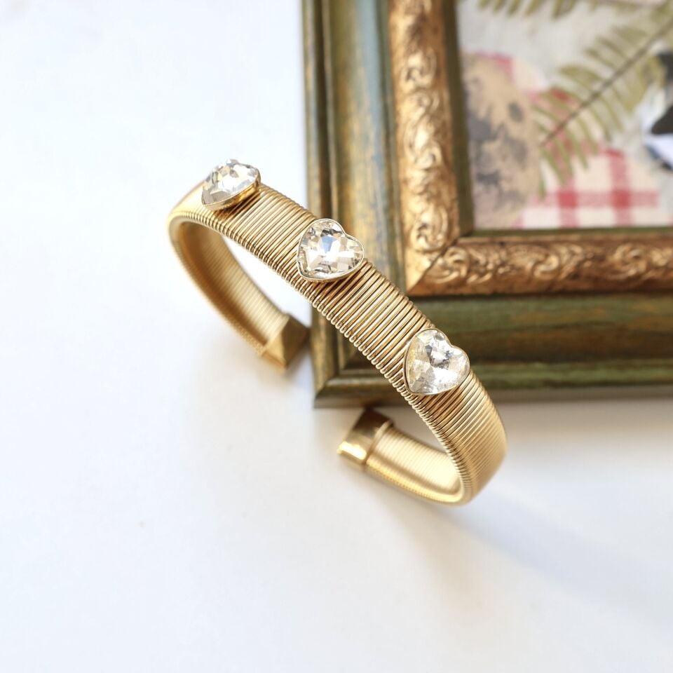 Çelik Kalp Taşlı Kelepçe