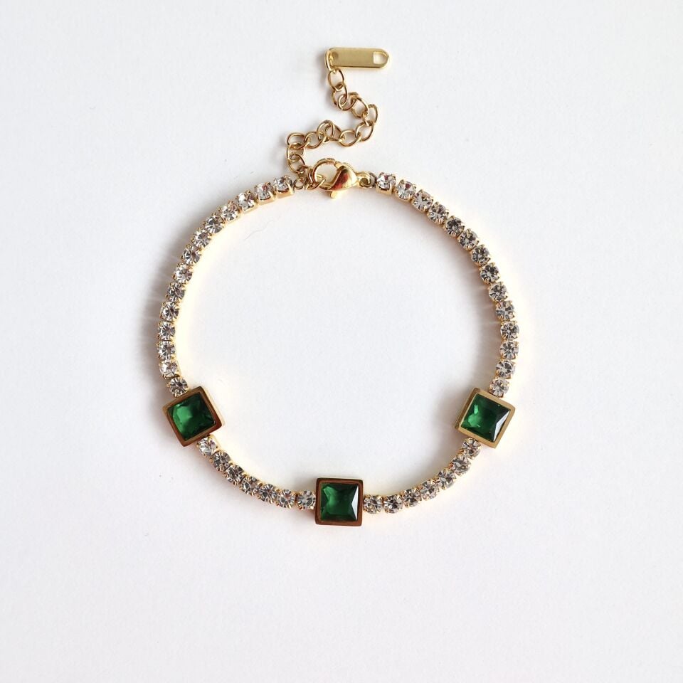 Çelik Yeşil Taşlı Su Yolu Bileklik