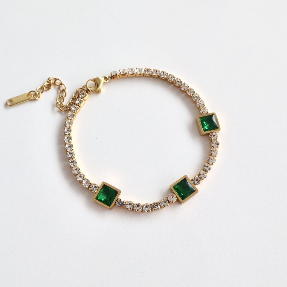 Çelik Yeşil Taşlı Su Yolu Bileklik