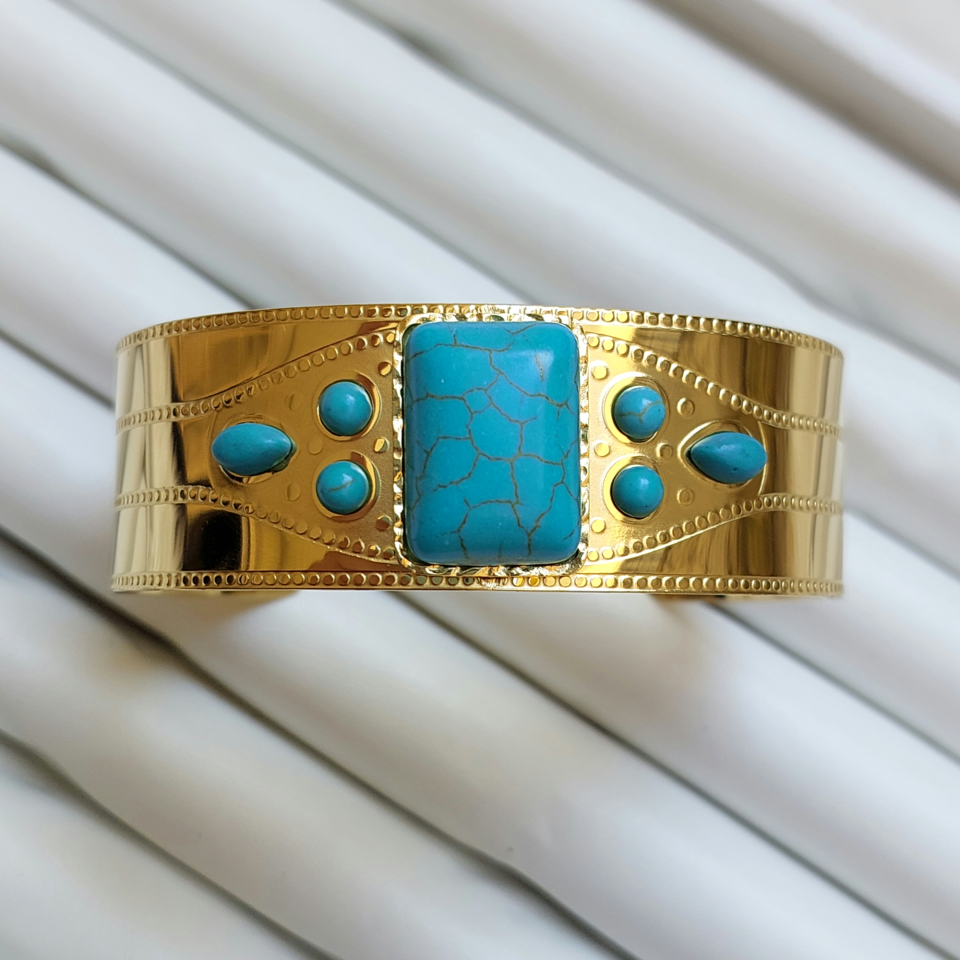 Çelik Turkuaz Taşı Kelepçe