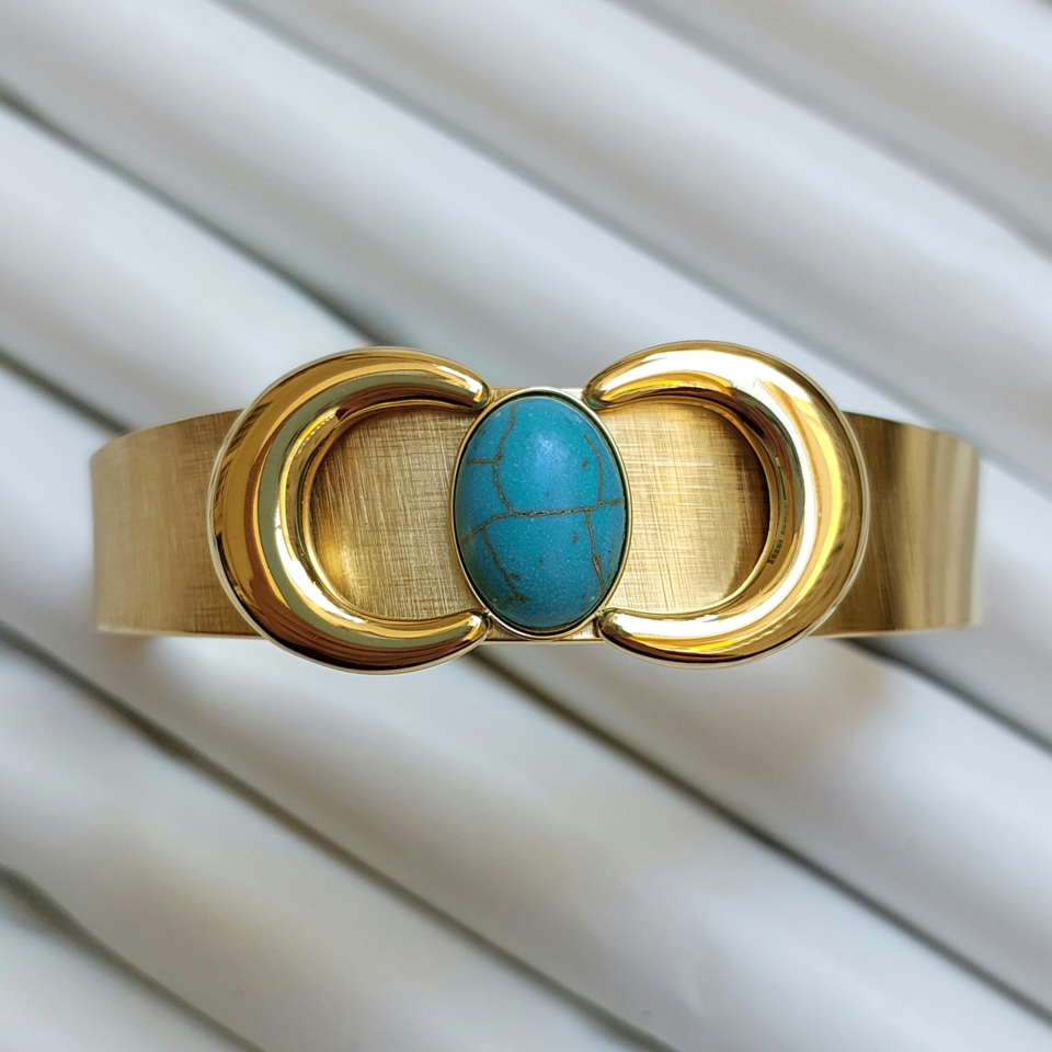 Çelik Turkuaz Taşı Kelepçe