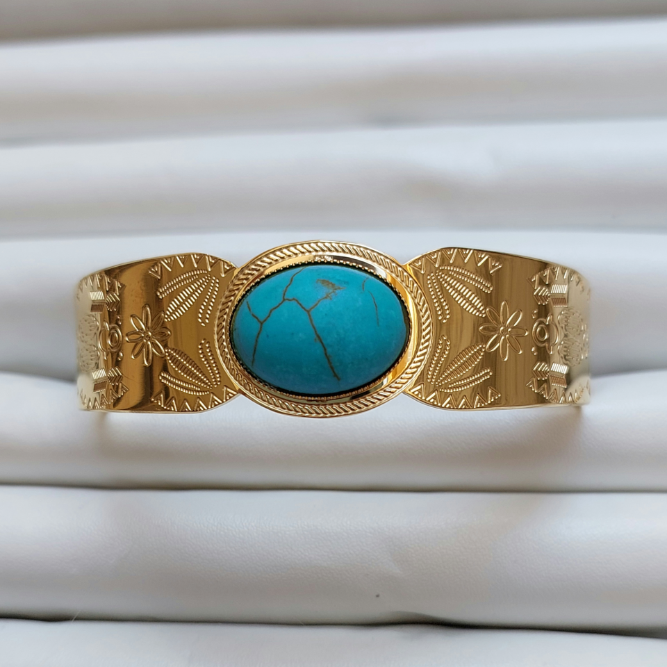 Çelik Turkuaz Taşı Kelepçe