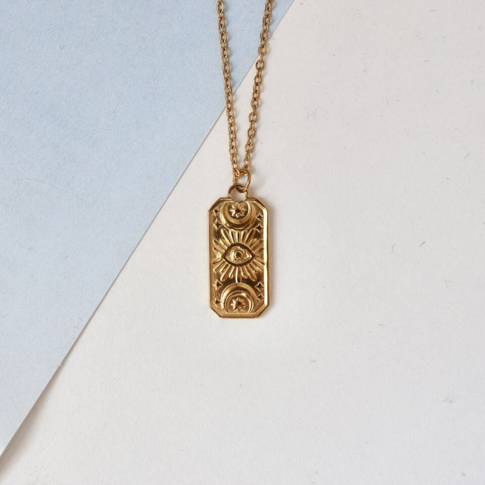 Çelik Göz Desenli Kolye