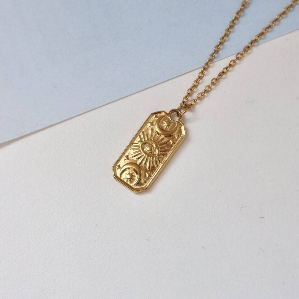 Çelik Göz Desenli Kolye