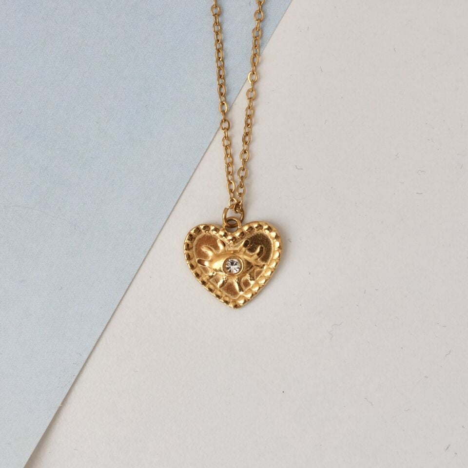 Çelik Minimal Kalp Kolye