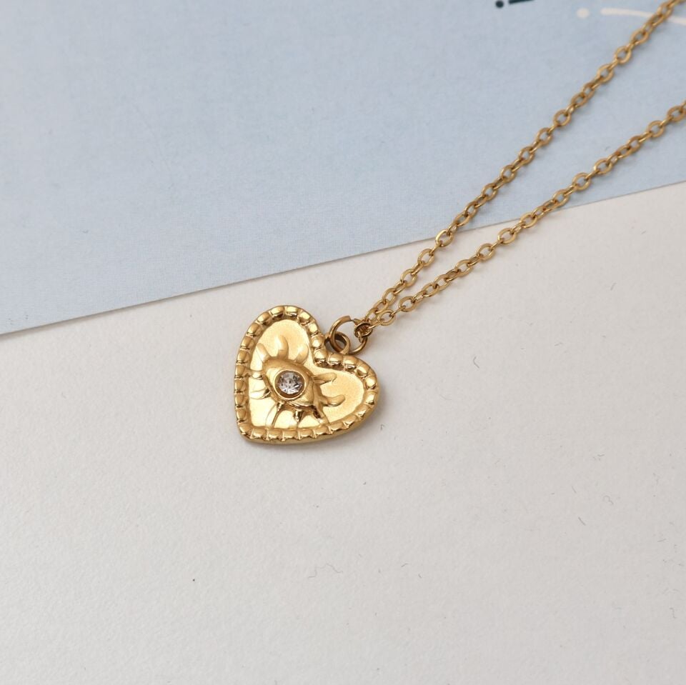 Çelik Minimal Kalp Kolye