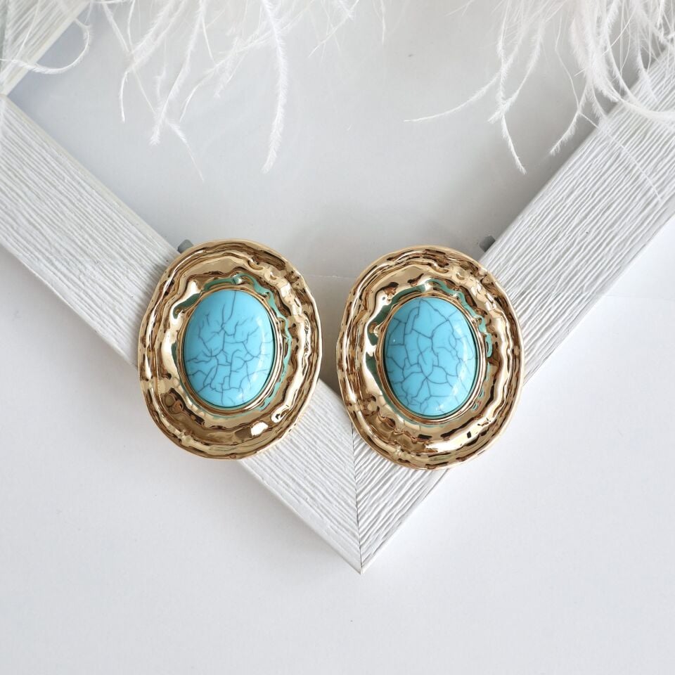 Vintage Turkuaz Taşı Küpe