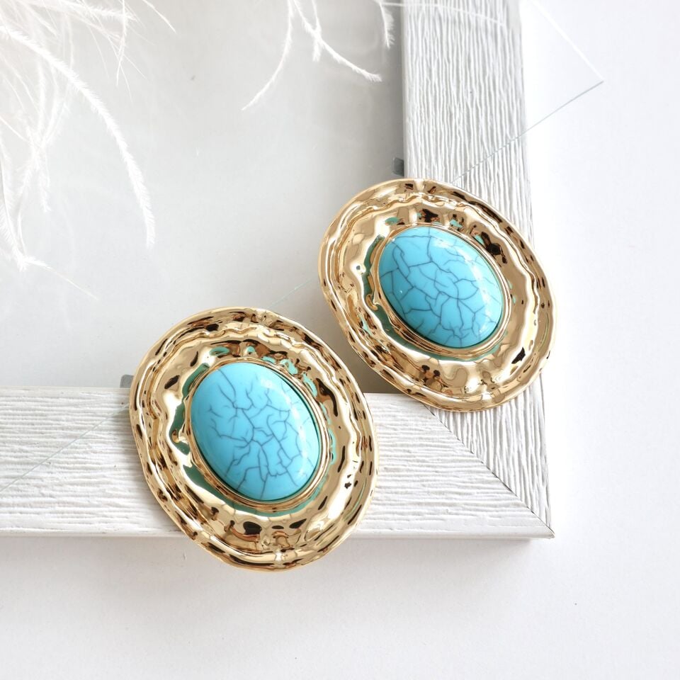 Vintage Turkuaz Taşı Küpe