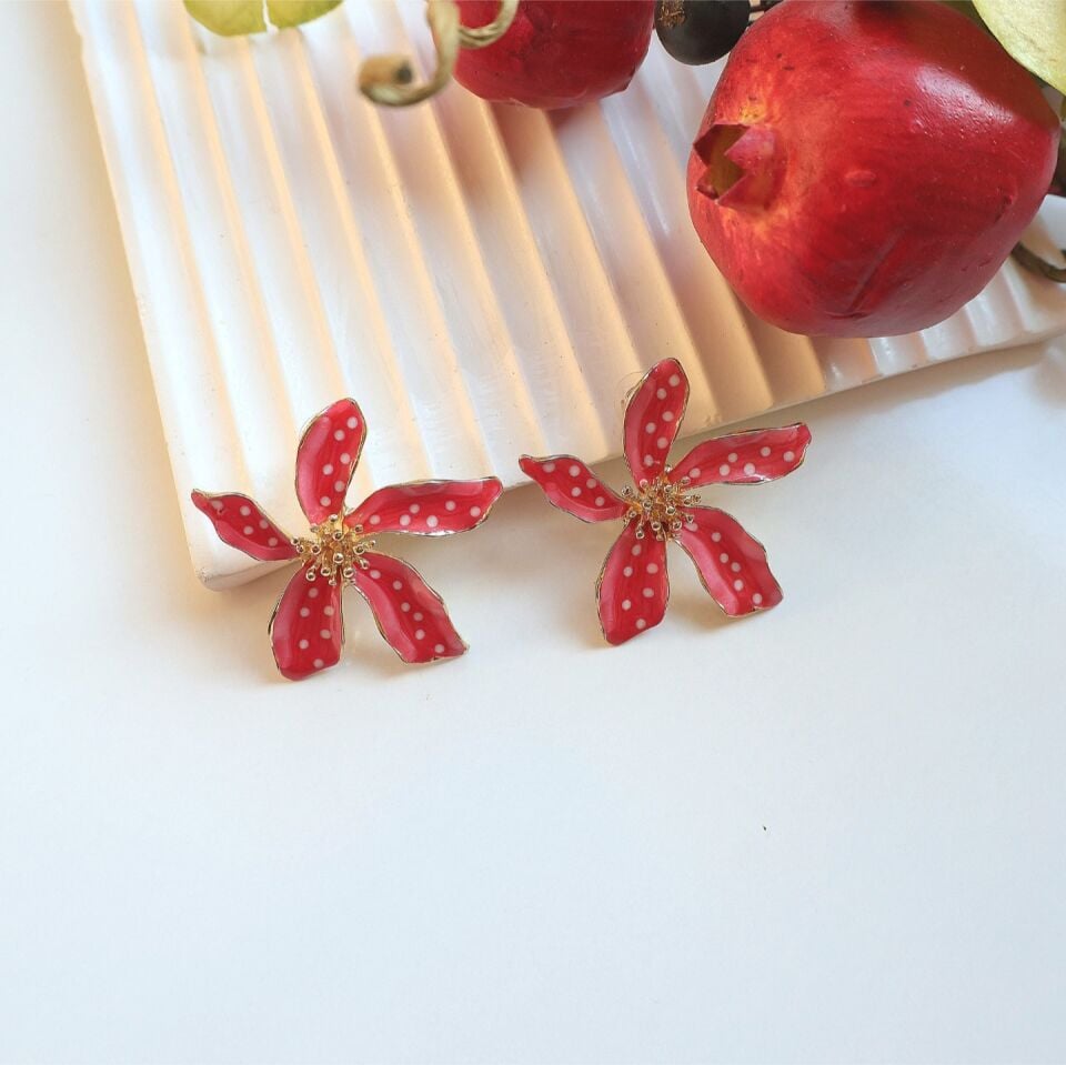 Mineli Çiçek Küpe