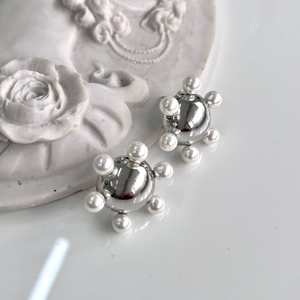 Çelik İnci Çiçek Küpe