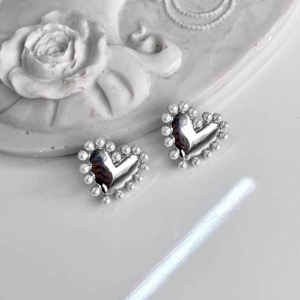 Çelik İnci Kalp Küpe