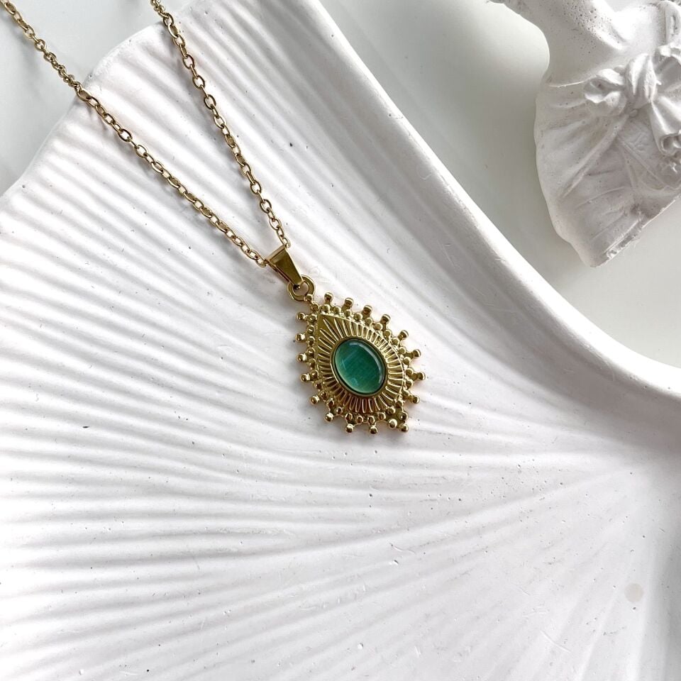 Çelik Kedi Gözü Kolye