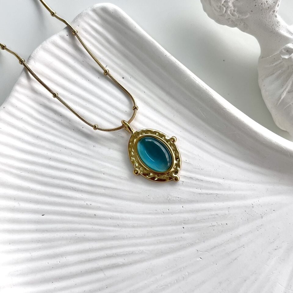 Çelik Kedi Gözü Kolye