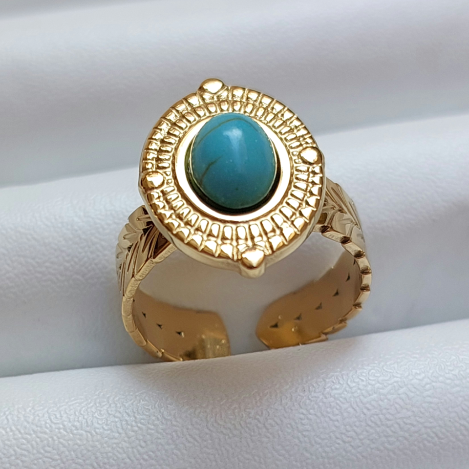 Çelik Turkuaz Taşı Yüzük
