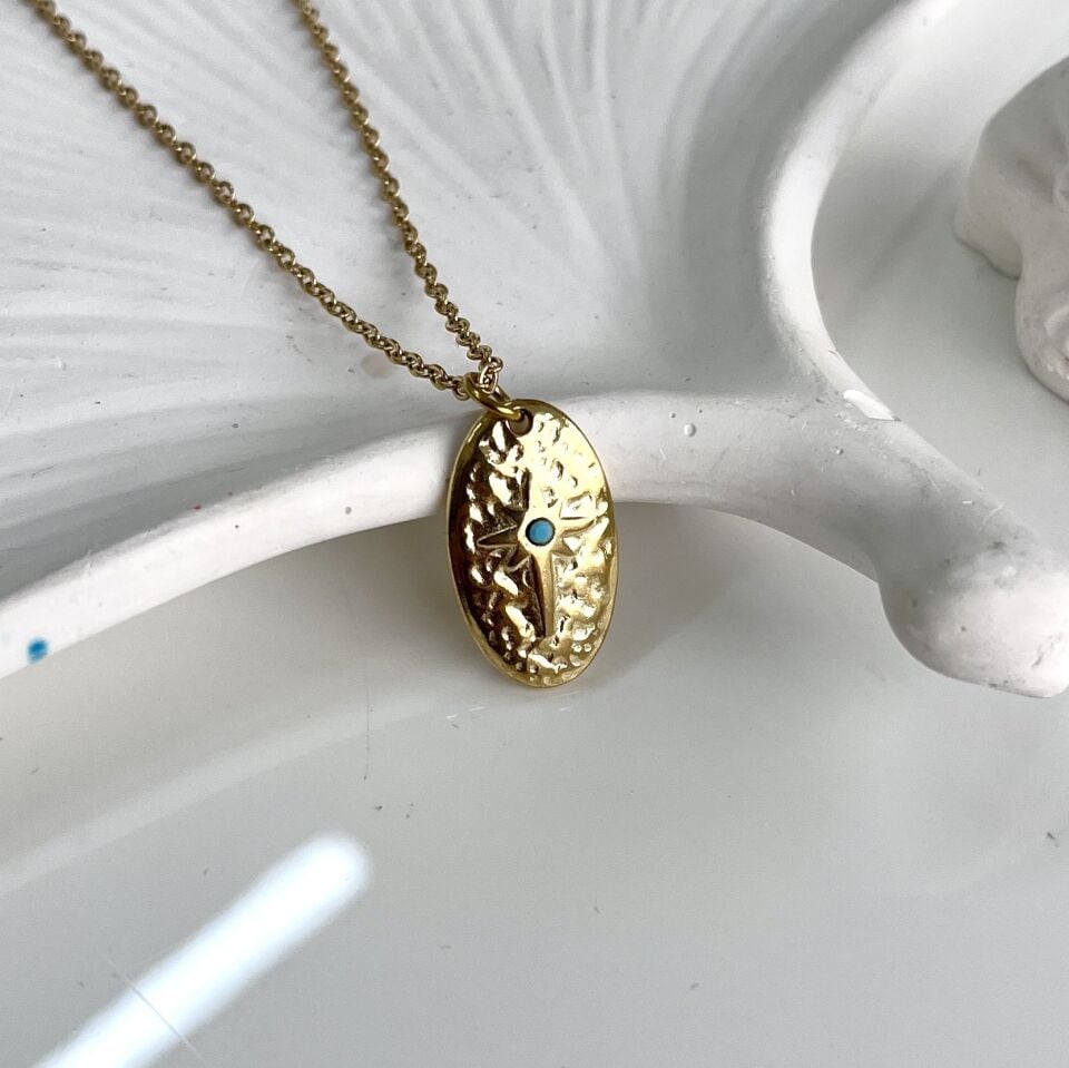 Çelik Taşlı Kutup Yıldızı Kolye