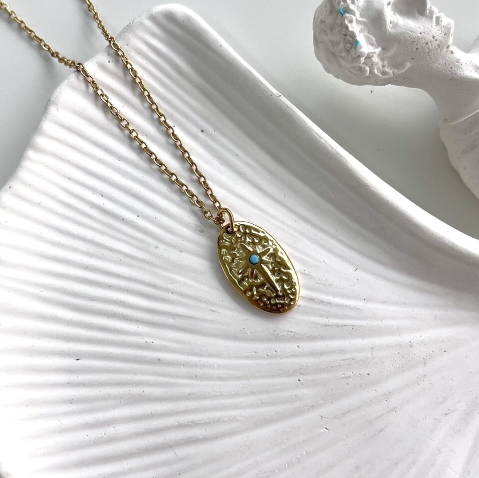 Çelik Taşlı Kutup Yıldızı Kolye