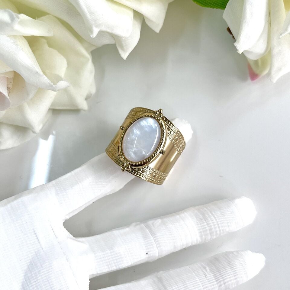 Çelik Sedef Taşı Yüzük