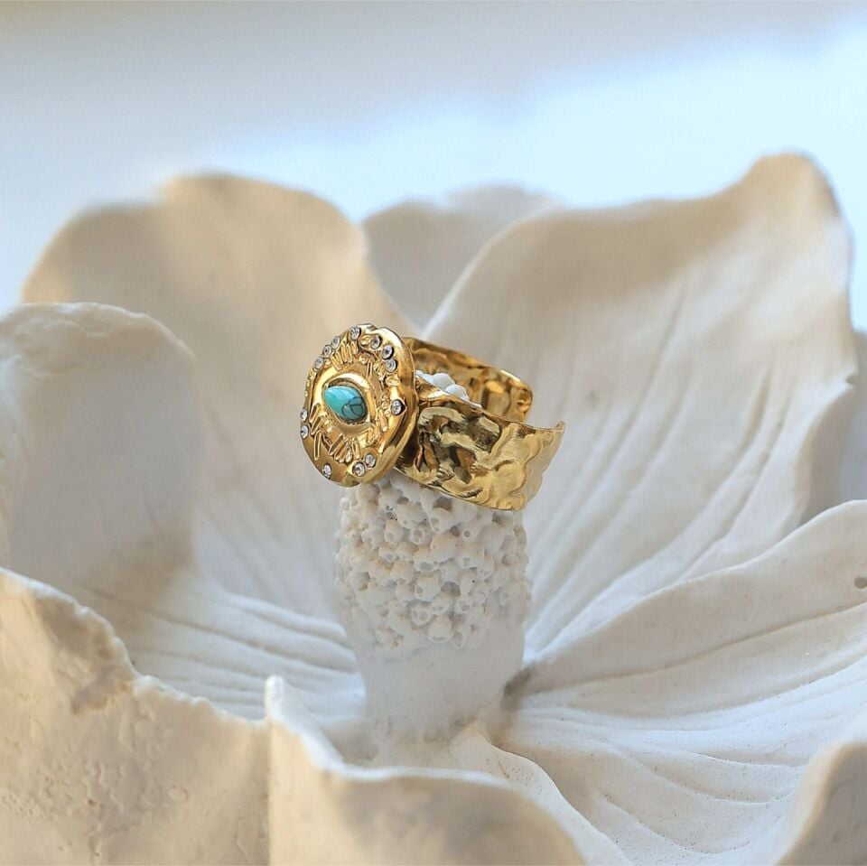 Çelik Turkuaz Yüzük